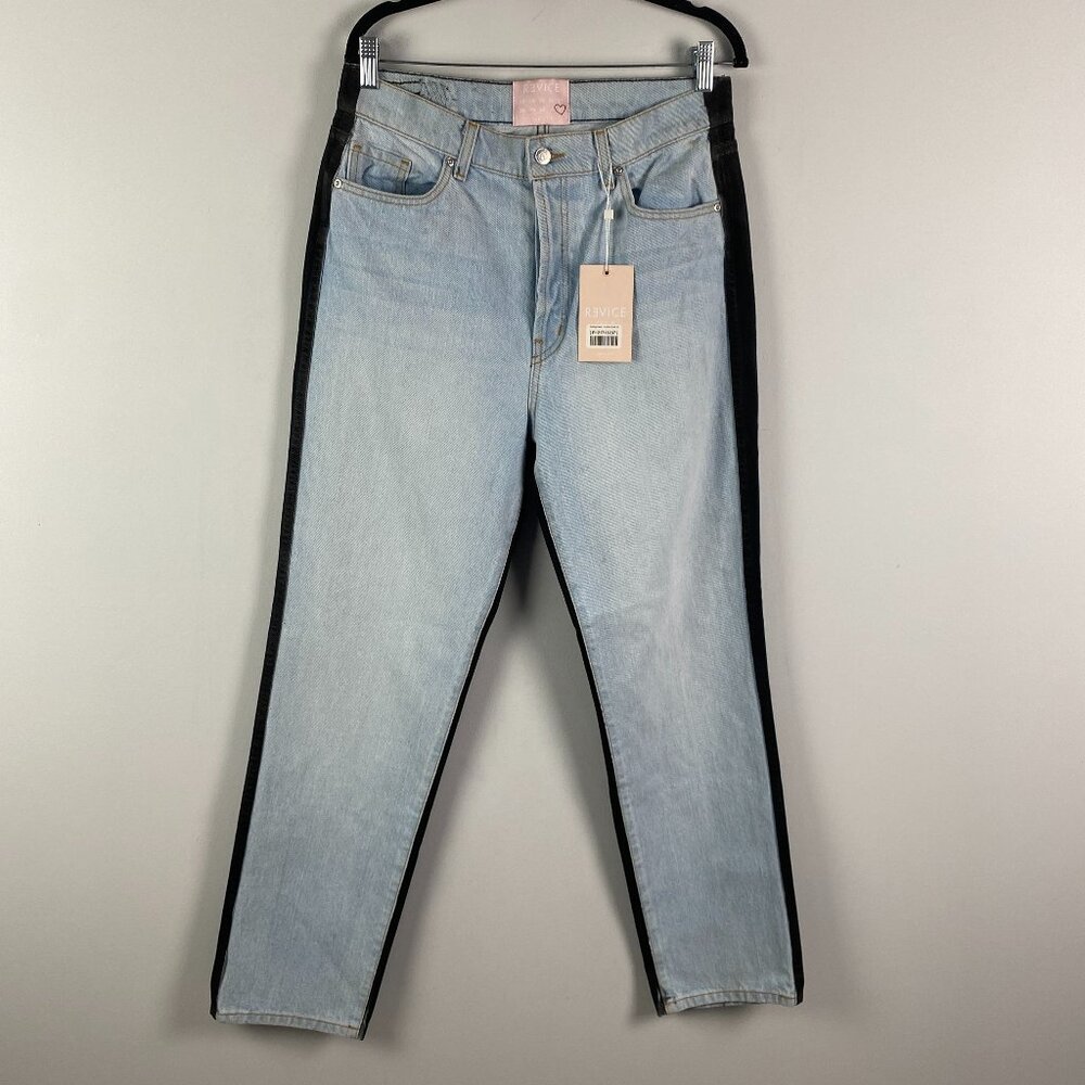 REVICE Light Blue Boyfriend Jeans with Black Side Panels